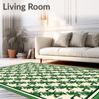 Emerald Green Leafy Border Repeating Rug