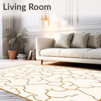 Golden Abstract Organic Network Rug