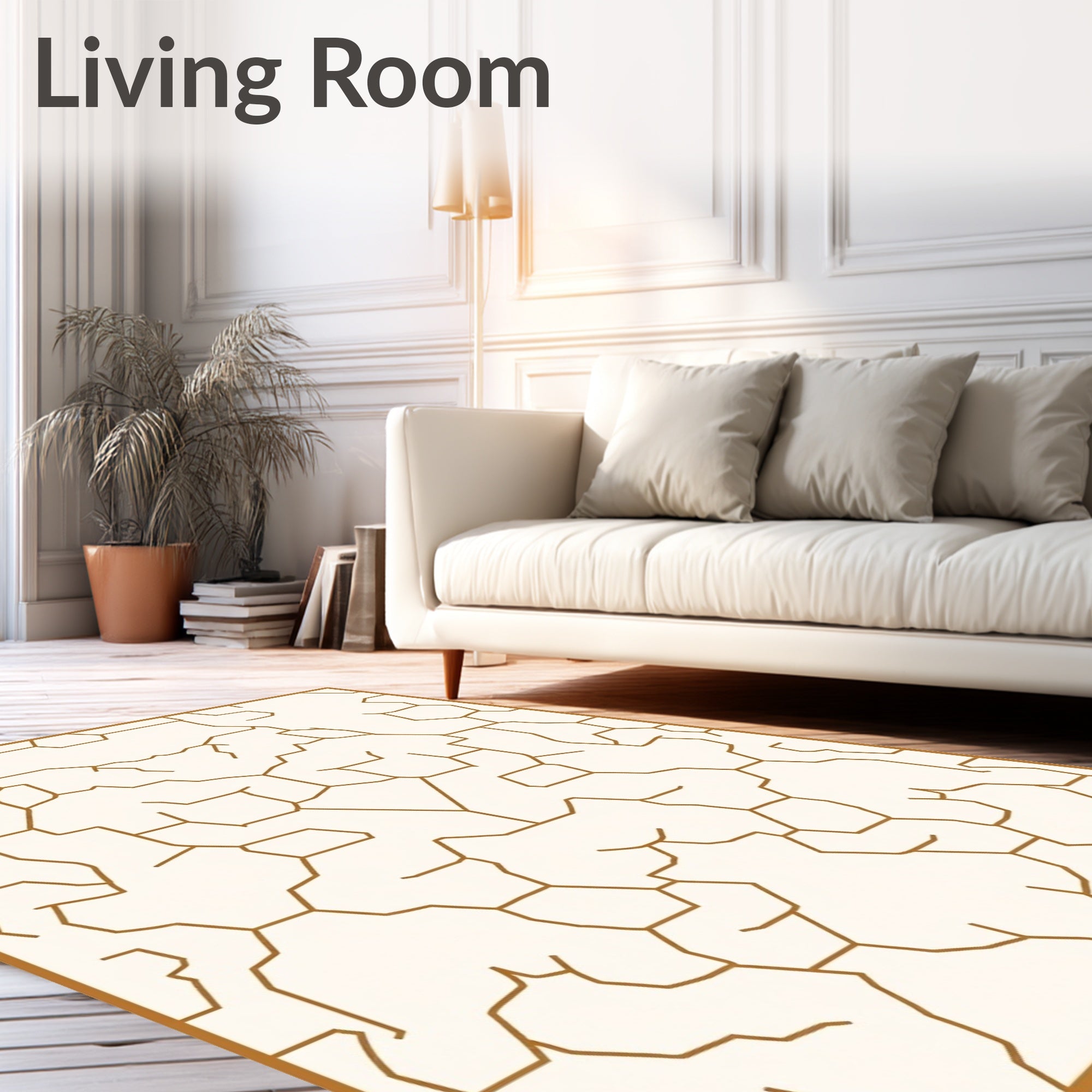 Golden Abstract Organic Network Rug