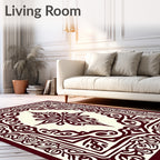 Crimson Ivory Floral Frame Rug