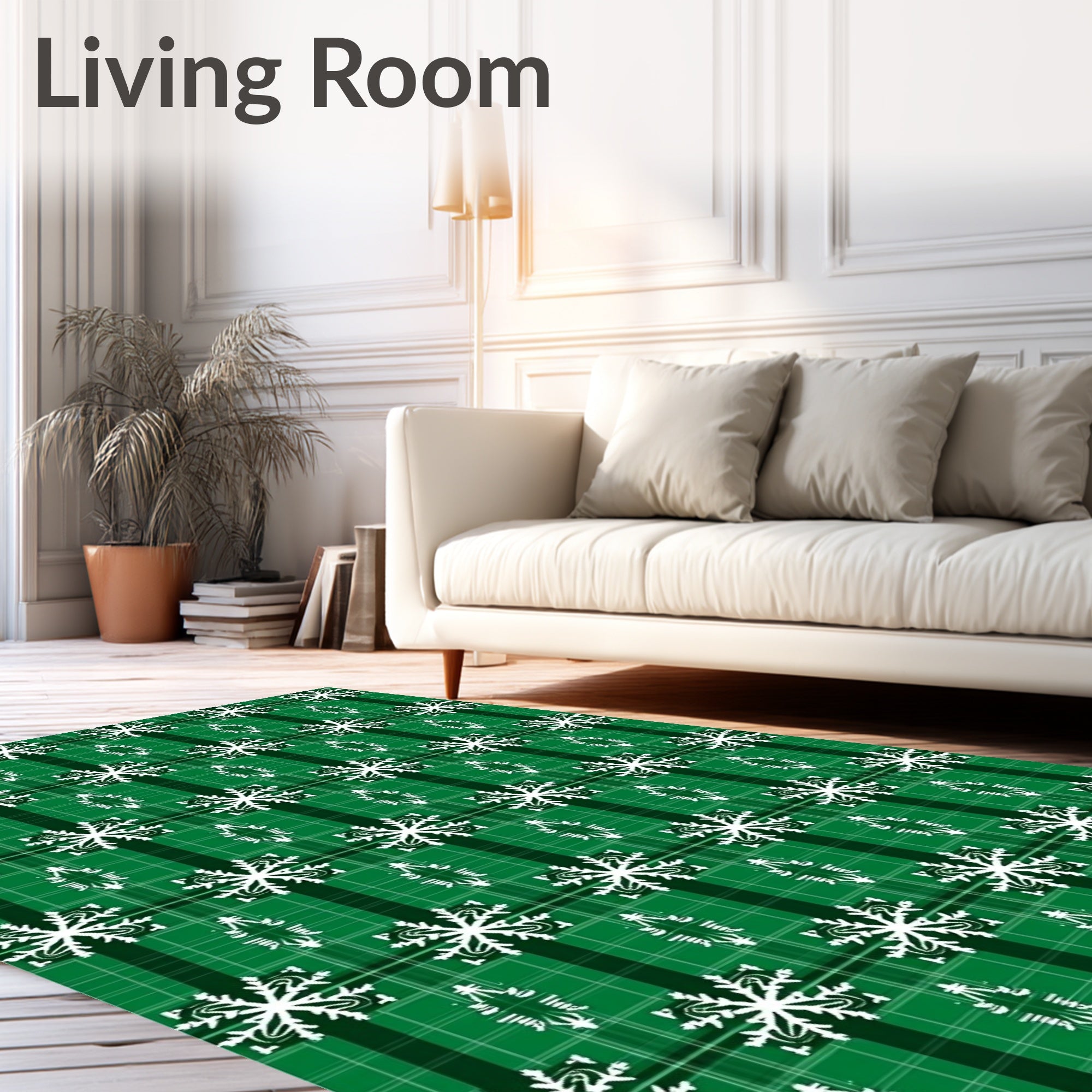 Green Tartan Snowflake Charm Rug
