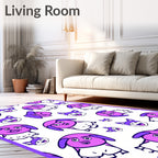 Playful Pink Puppy Cartoon Collage Rug