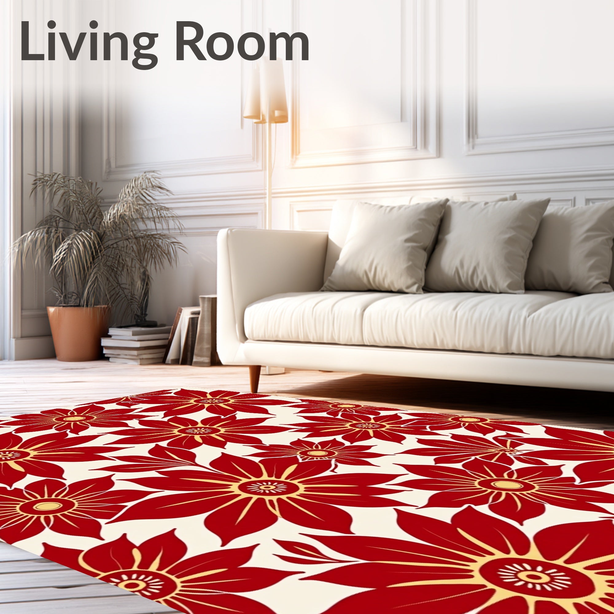 Bold Red Petal Floral Collage Rug