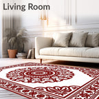 Deep Red Medallion Square Border Rug