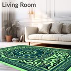 Emerald Teal Floral Medallion Rug