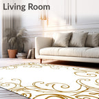 Gilded Gold Swirl Botanical Accents Rug