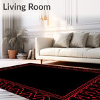 Bold Crimson Geometric Outline Rug