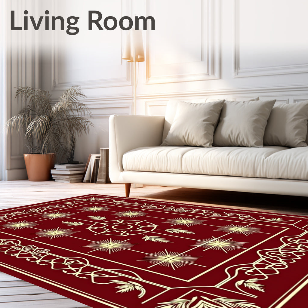 Crimson Radiant Starburst Medallion Rug