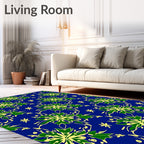 Green Yellow Floral Starburst Swirl Rug