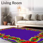 Festive Holly Berry Red Bow Border Rug