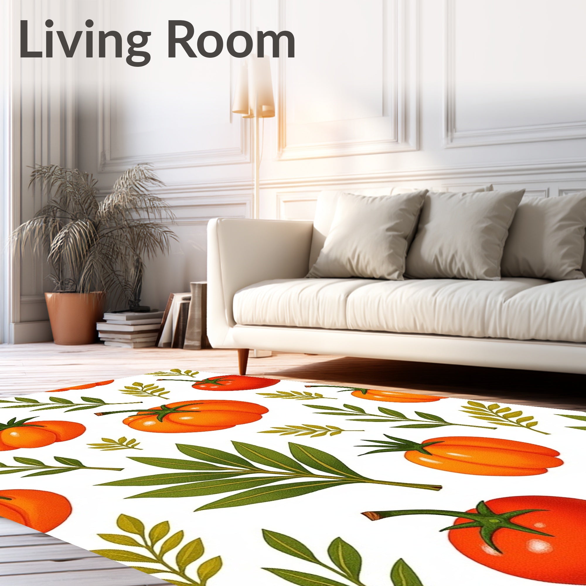Oranges and Greens Foliage Scatter Rug