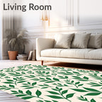 Deep Green Leafy Branches Pattern Rug