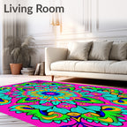 Vibrant Tropical Bloom Mandala Rug