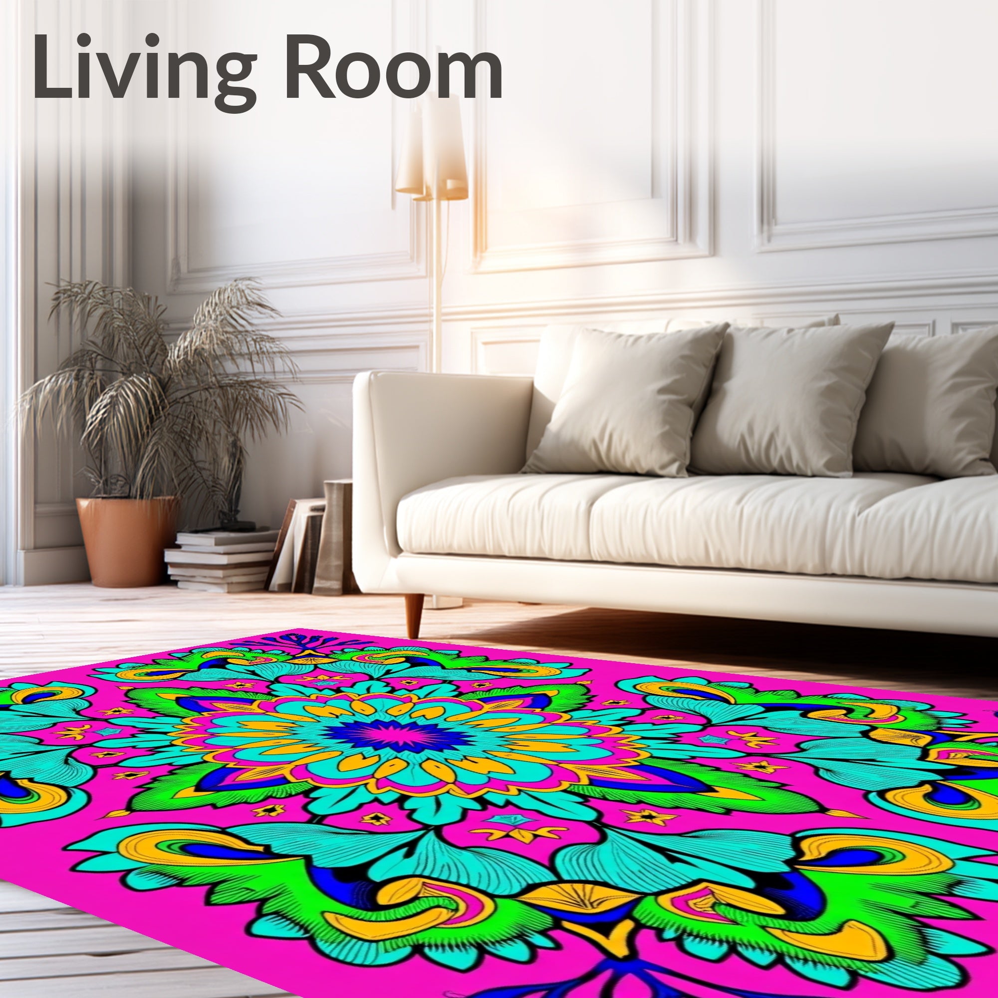 Vibrant Tropical Bloom Mandala Rug