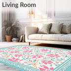 Pink Floral Garden Whimsical Rug