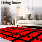 Bold Red Tartan Check Rug
