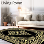 Golden Floral Border Medallion Rug