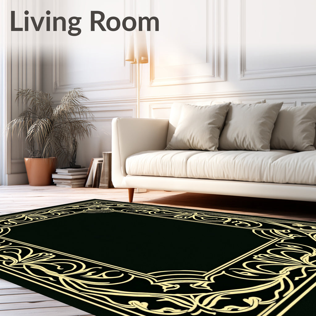 Art Nouveau Gold Floral Border Design Rug