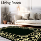 Art Nouveau Gold Floral Border Design Rug