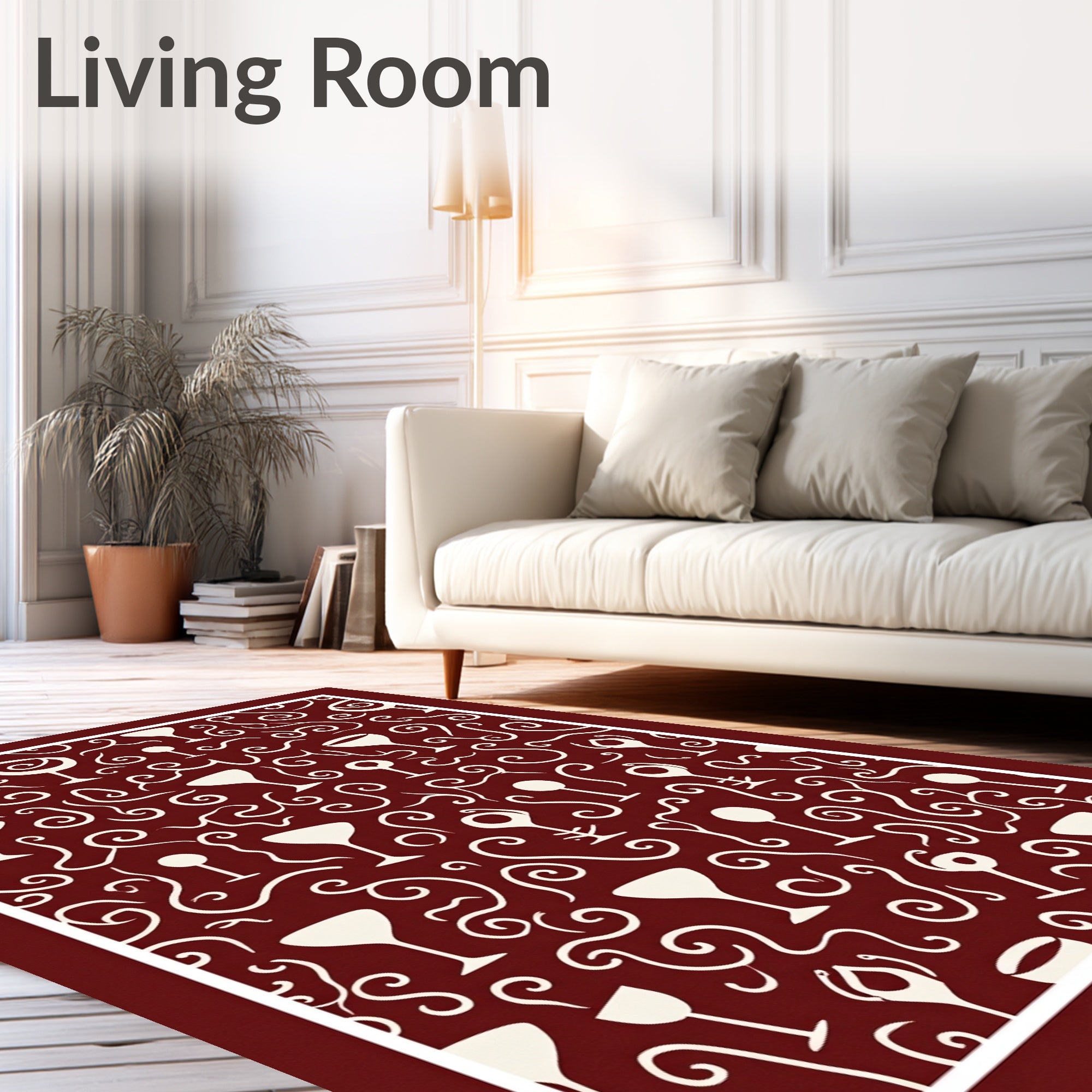 Crimson Swirl Cocktail Glass Arrangement Rug