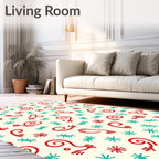 Whimsical Red Teal Swirl Scatter Rug