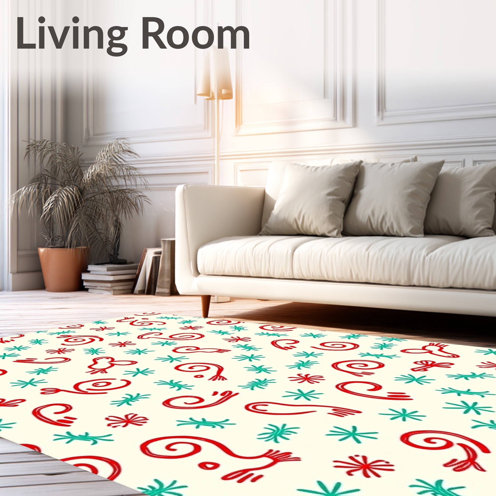 Whimsical Red Teal Swirl Scatter Rug