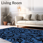 Art Nouveau Blue Floral Symmetry Rug