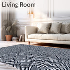 Monochrome Maze Line Art Rug