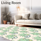 Whimsical Green Succulent Faces Rug