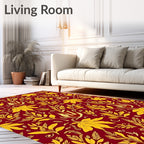Crimson Gold Botanical Foliage Rug