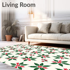 Festive Red Green Poinsettia Cluster Rug