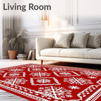 Crimson Red Snowflake Medallion Rug