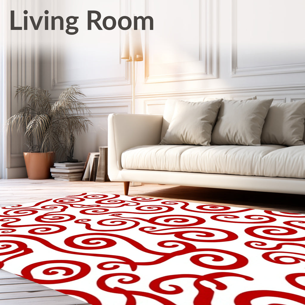 Crimson Swirl Artful Curling Rug