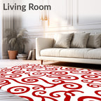 Crimson Swirl Artful Curling Rug