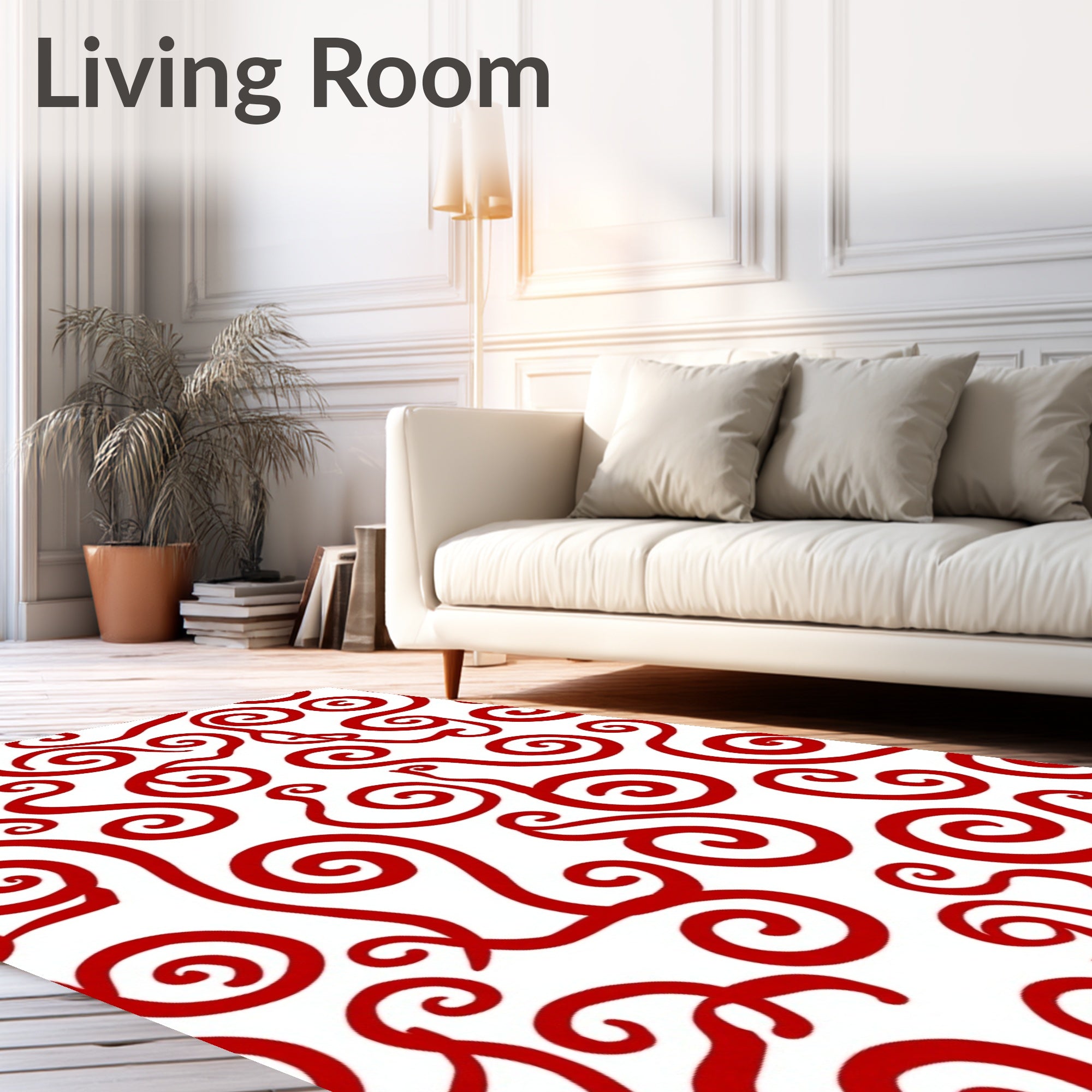 Crimson Swirl Artful Curling Rug