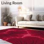 Deep Red Floral Bloom Collage Rug