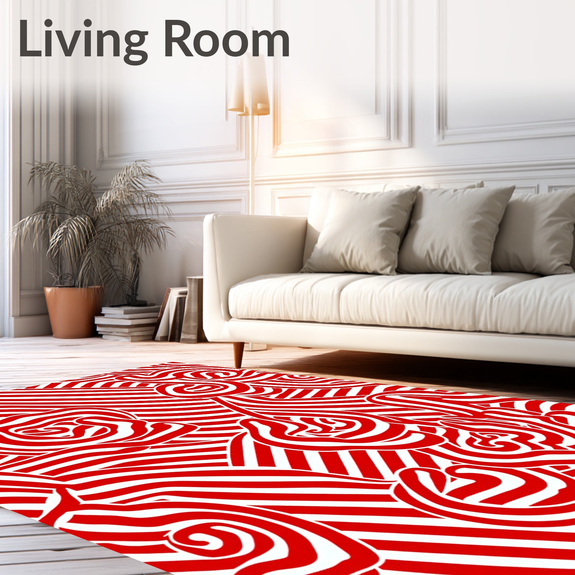 Bold Red Swirl Organic Stripe Rug