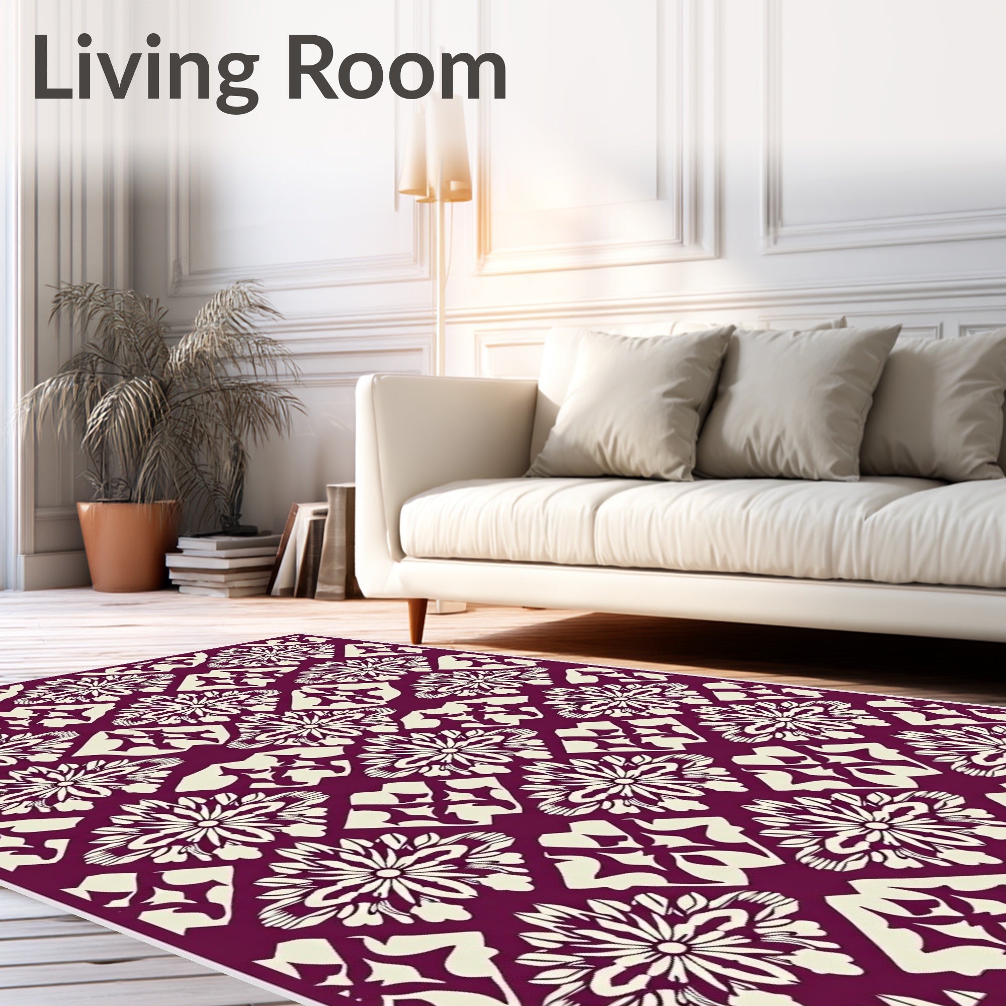 Dusky Rose Flower Diamond Medallions Rug