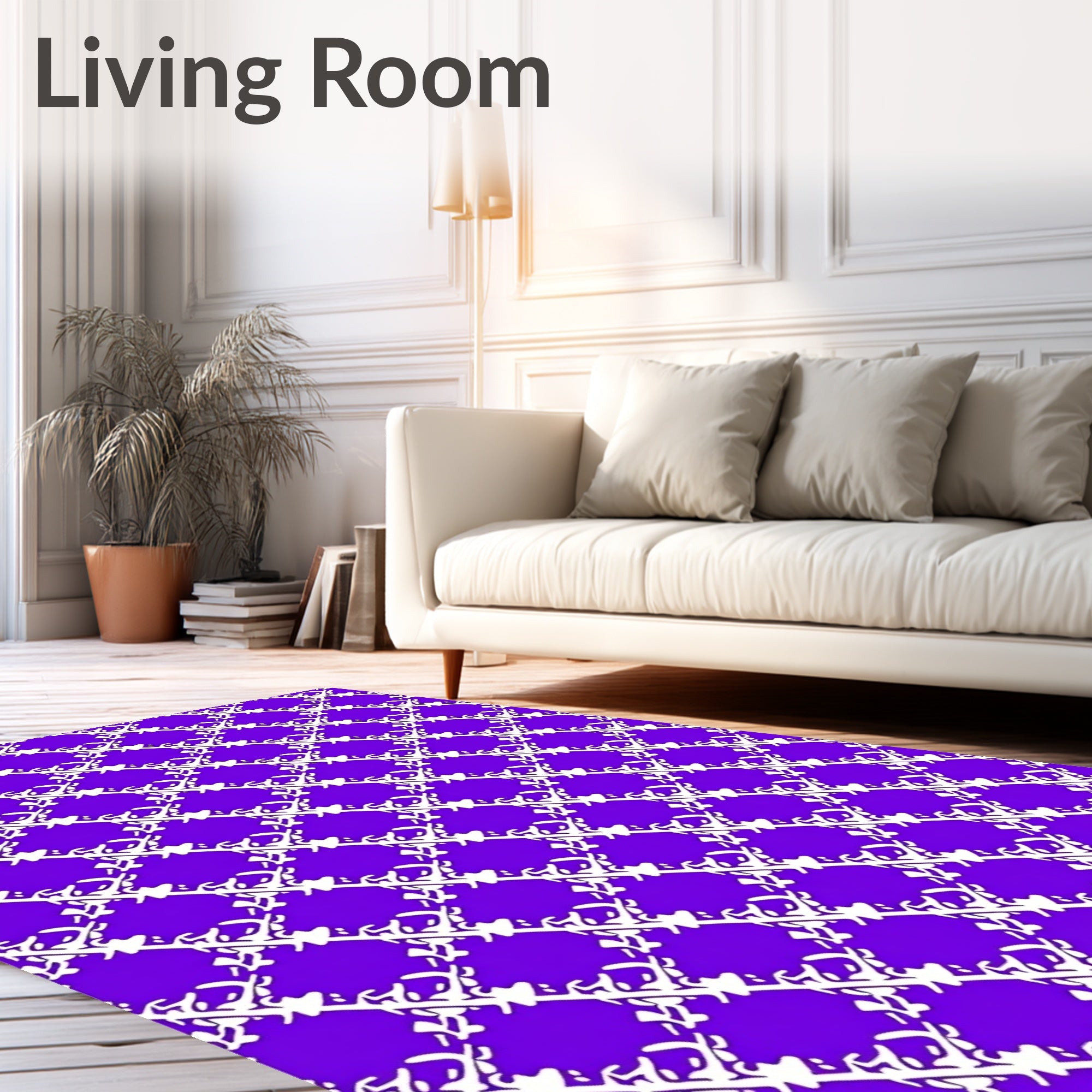 Vivid Purple Interlocking Square Rug