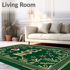Festive Green Noel Santa Portrait Rug