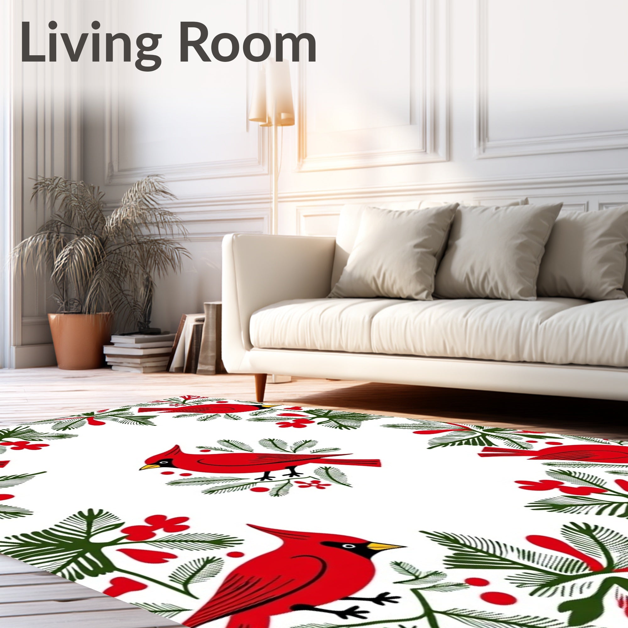 Red Cardinal Foliage Border Rug