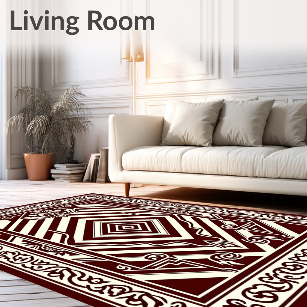 Crimson Diamond Geometric Floral Rug