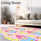 Happy Pink Elves Yellow Eggs Rug