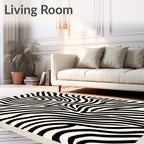 Bold Black Zebra Stripe Swirls Rug