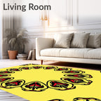Bold Red Yellow Tribal Sunburst Rug