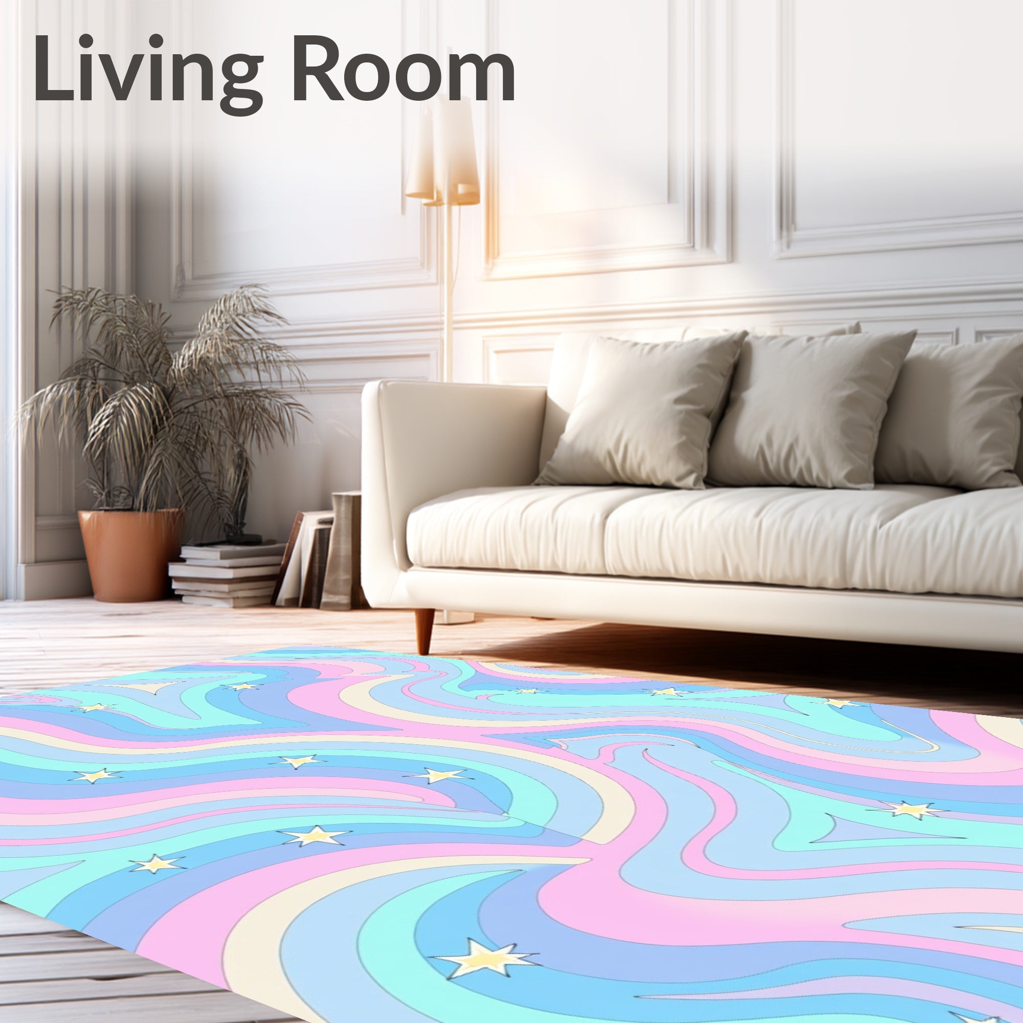 Pastel Swirl Starry Night Rug