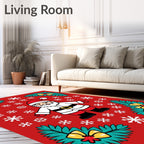 Merry Santa Claus Red White Snowflakes Rug