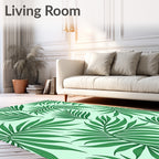 Emerald Palm Frond Tropical Sweep Rug
