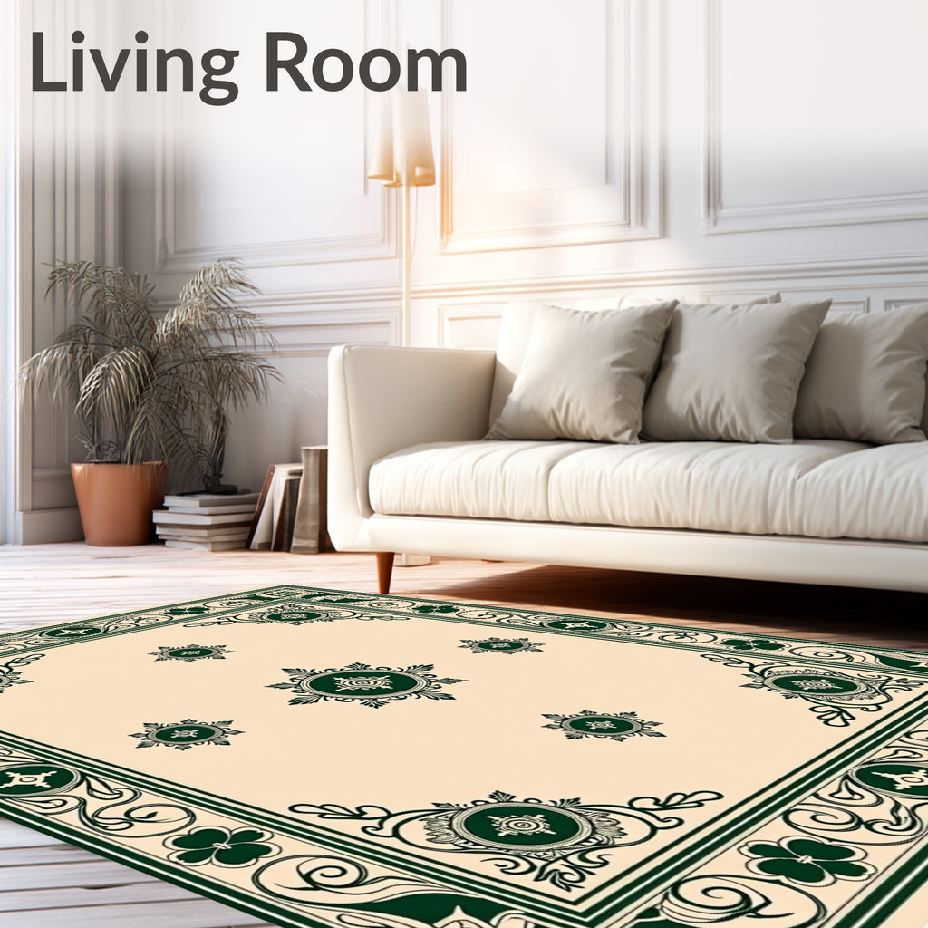 Deep Emerald Green Floral Medallion Rug