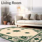 Deep Emerald Green Floral Medallion Rug
